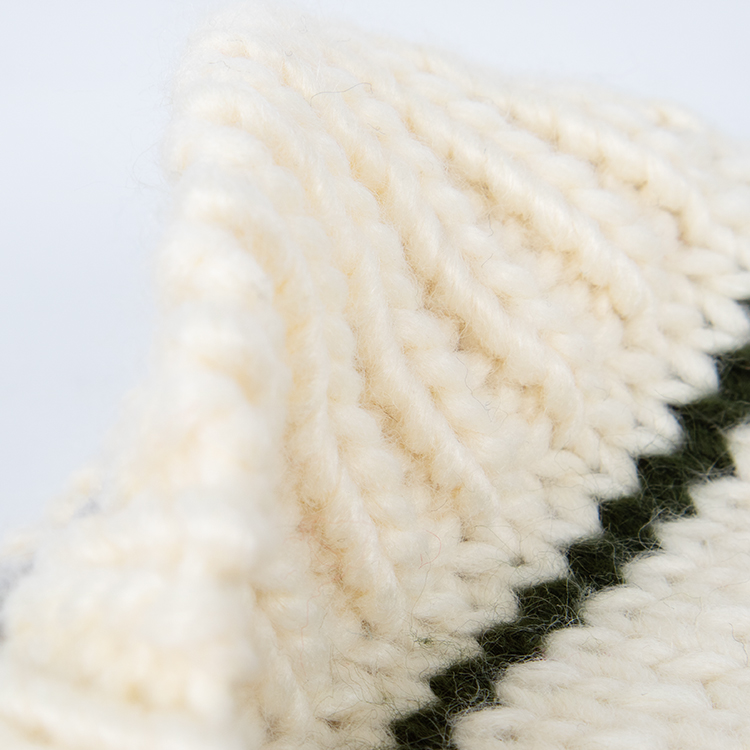 Acrylic Striped Jacquard Pom Beanie