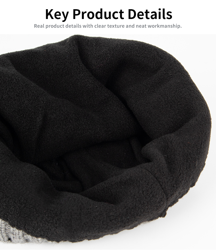 Cuffless Wool Blend Skull Beanie
