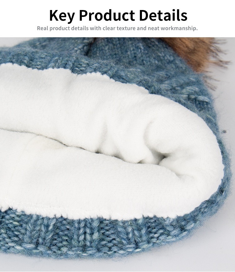 Wool Blend Cable Knit Pom Beanie