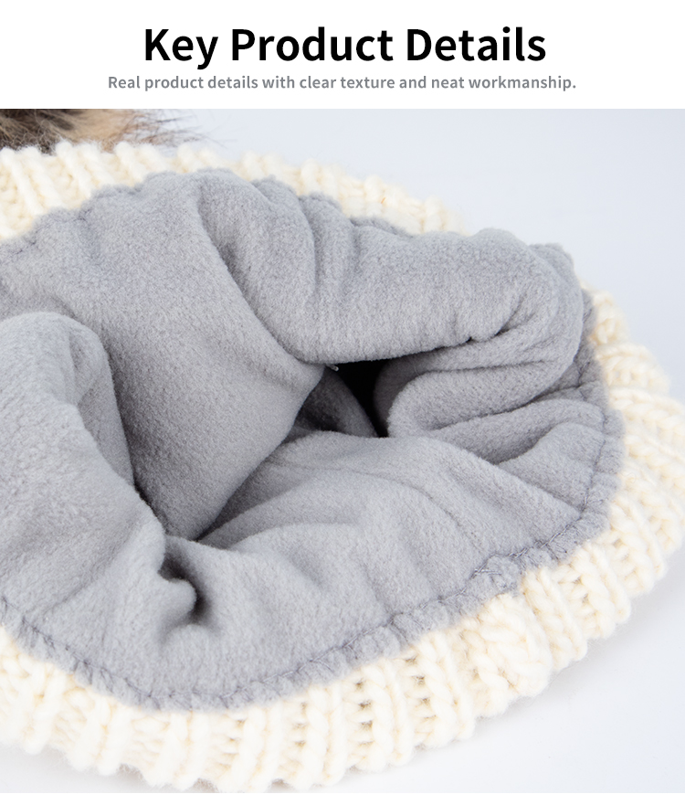 Acrylic Striped Jacquard Pom Beanie