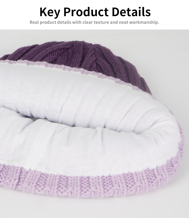Color Gradient Acrylic Knit Fleece Lining Beanie