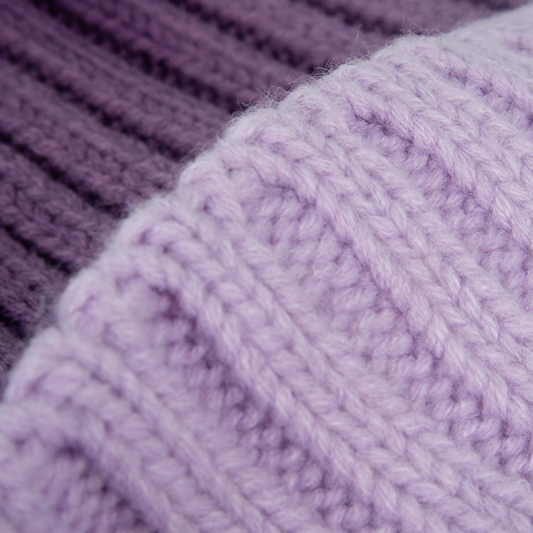 Color Gradient Acrylic Knit Fleece Lining Beanie
