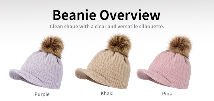 Pom Pom Knit Brim Fleece Lined Beanie