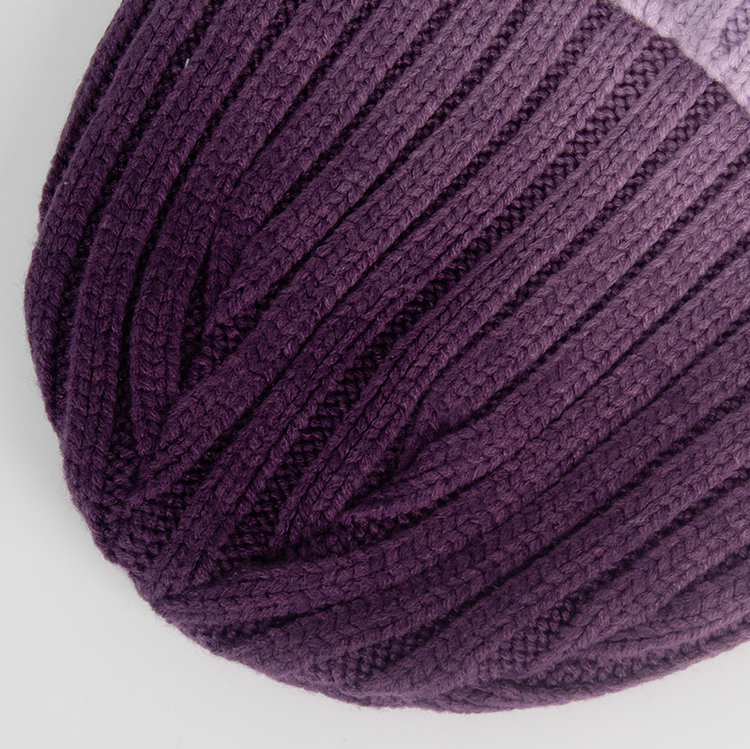 Color Gradient Acrylic Knit Fleece Lining Beanie