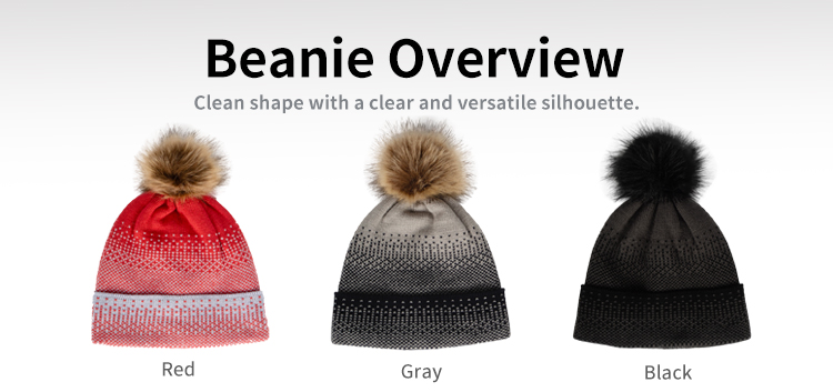 Acrylic Jacquard Knitted Pom Pom Beanie