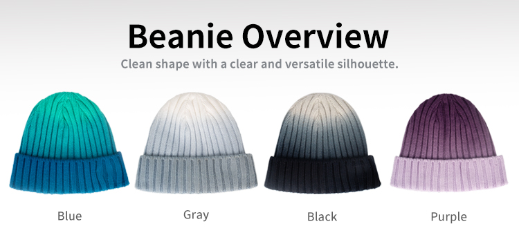 Color Gradient Acrylic Knit Fleece Lining Beanie