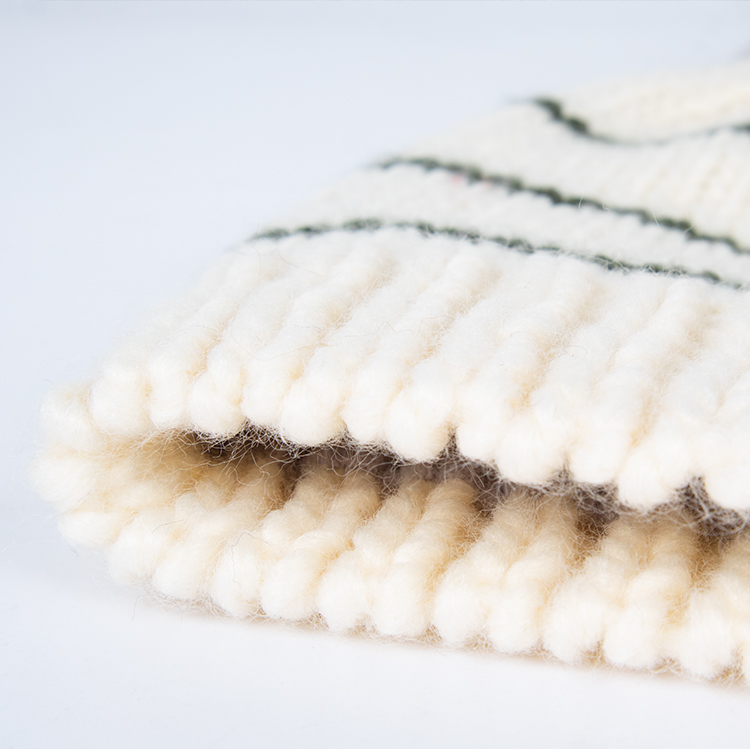 Acrylic Striped Jacquard Pom Beanie