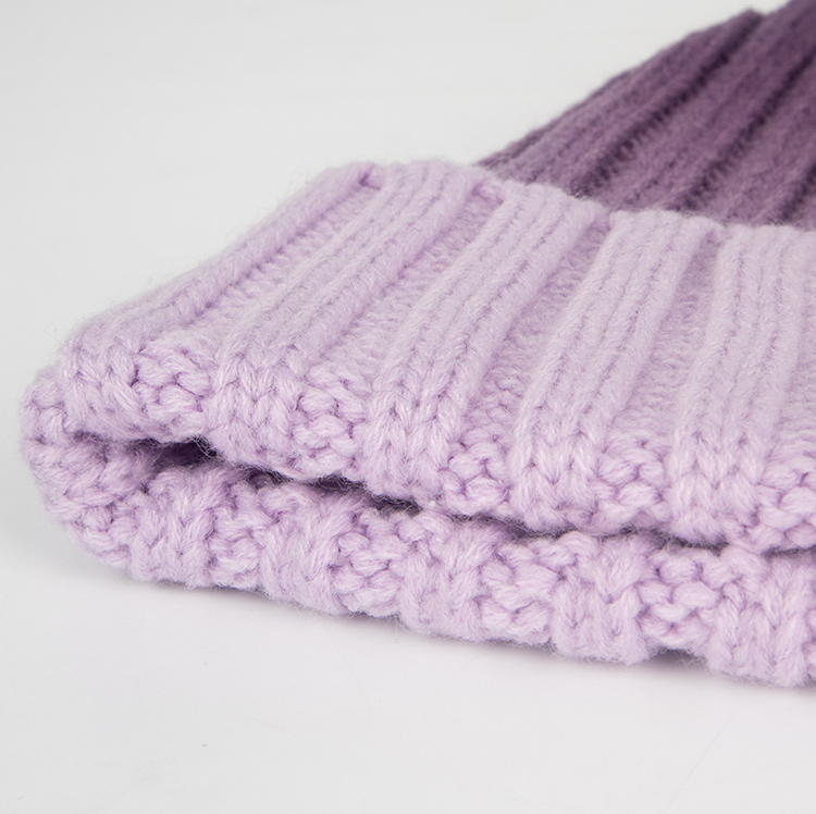 Color Gradient Acrylic Knit Fleece Lining Beanie