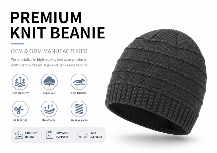 Cuffless Wool Blend Skull Beanie