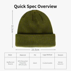 Waffel Knit Cuffed Winter Beanie