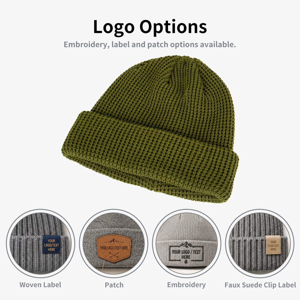 Waffel Knit Cuffed Winter Beanie