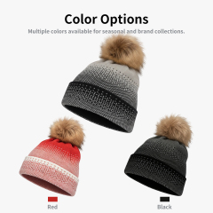 Acrylic Jacquard Knitted Pom Pom Beanie