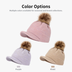 Pom Pom Knit Brim Fleece Lined Beanie