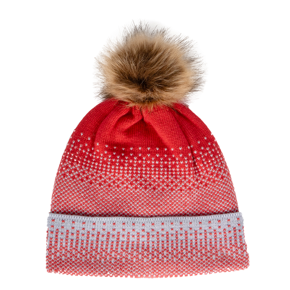 Acrylic Jacquard Knitted Pom Pom Beanie