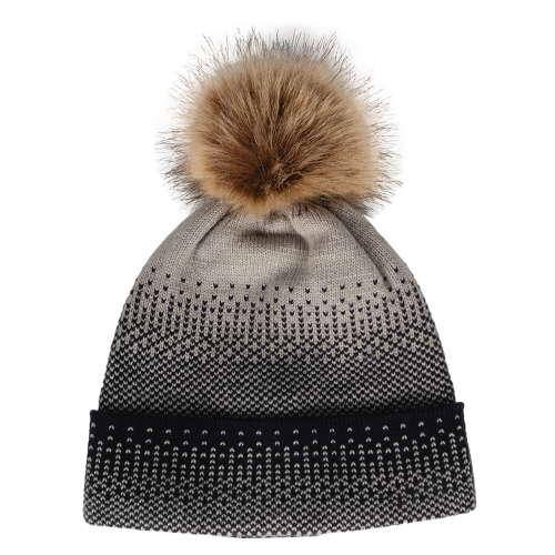 Acrylic Jacquard Knitted Pom Pom Beanie