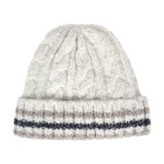 Chunky Cable Knit Striped Beanie