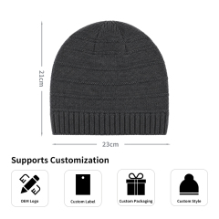Cuffless Wool Blend Skull Beanie