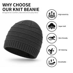 Cuffless Wool Blend Skull Beanie