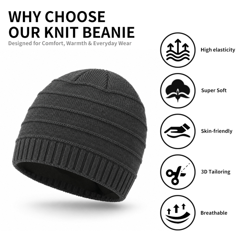 Cuffless Wool Blend Skull Beanie