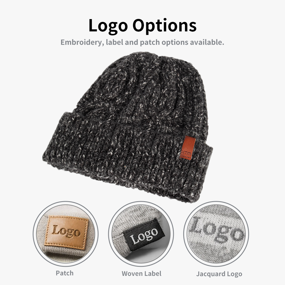 Cable Knit Wool Blend Cuffed Unisex Beanie