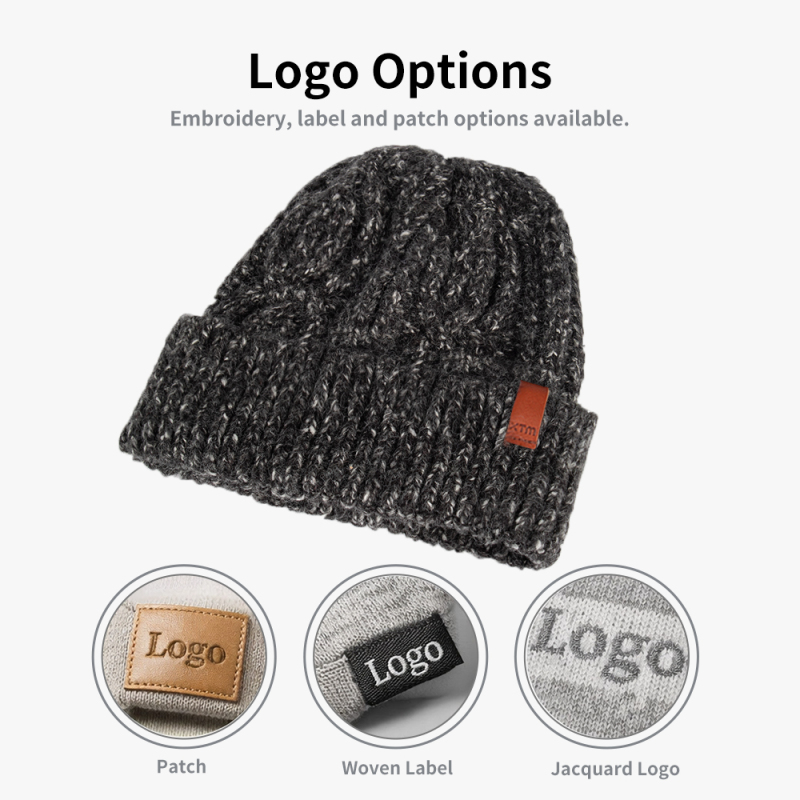 Cable Knit Wool Blend Cuffed Unisex Beanie