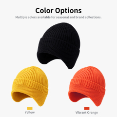 Cotton Kids Ear Flap Knit Beanie Hat