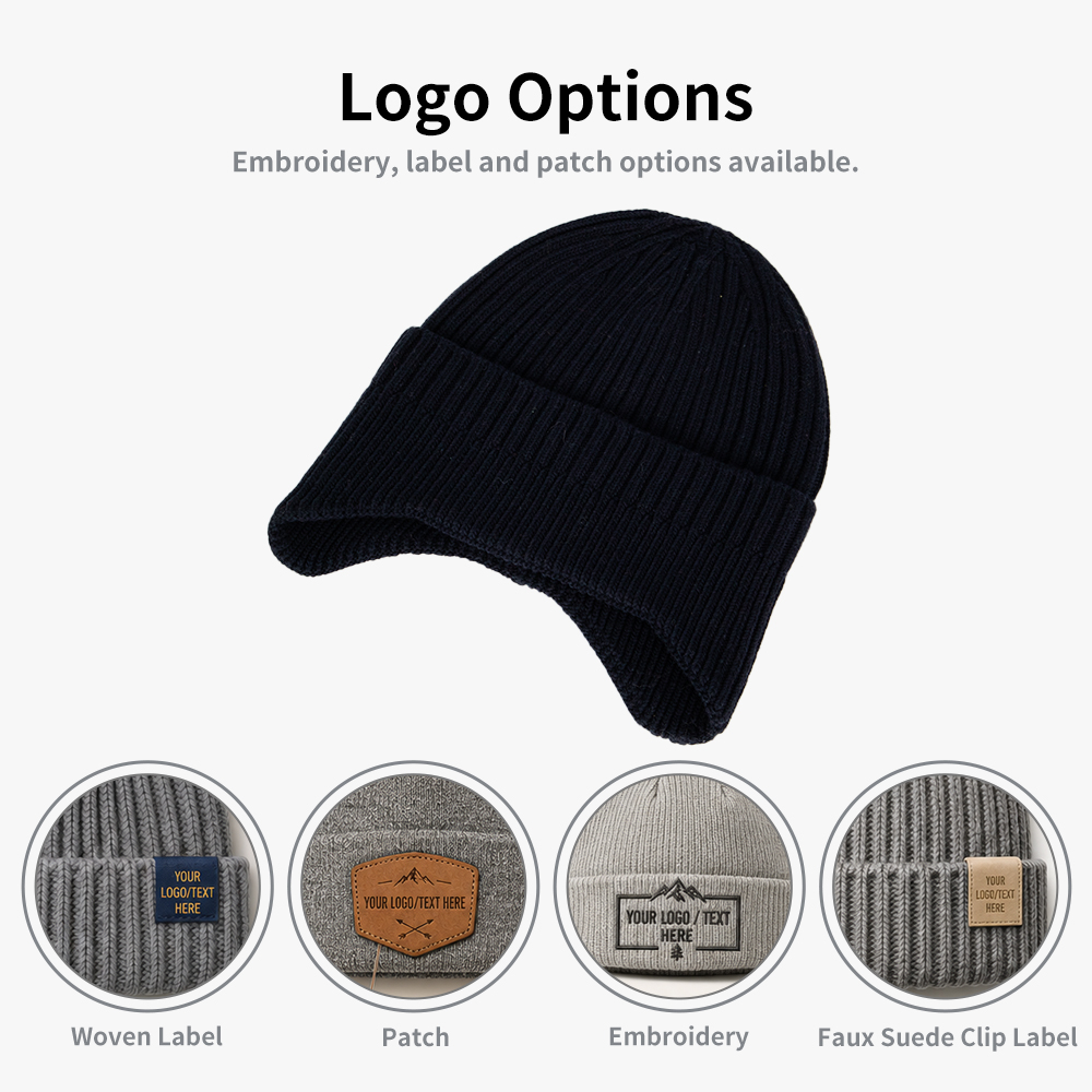 Cotton Kids Ear Flap Knit Beanie Hat