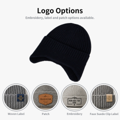 Cotton Kids Ear Flap Knit Beanie Hat