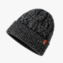 Cable Knit Wool Blend Cuffed Unisex Beanie