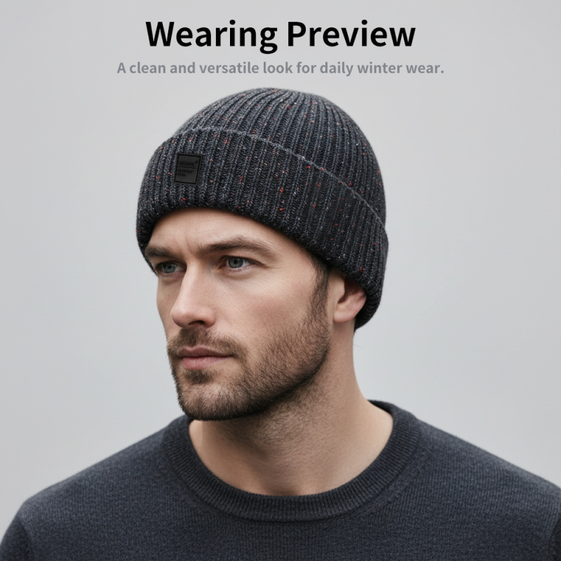 Speckled Knit Wool Blend Beanie