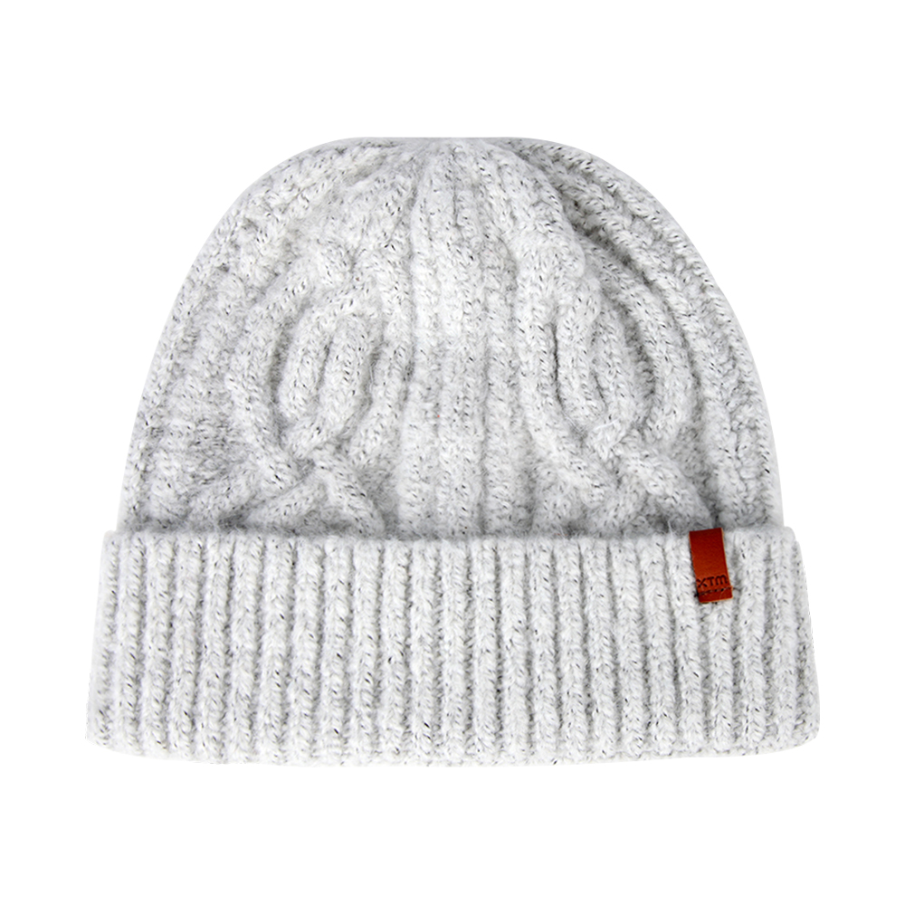 Cable Knit Wool Blend Cuffed Unisex Beanie