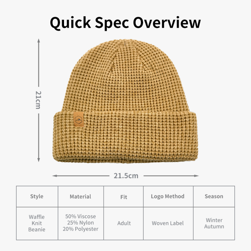 Chunky Waffle Knit Cuffed Beanie