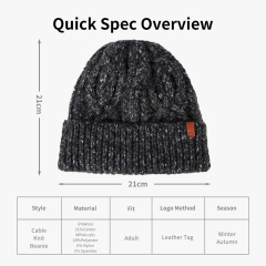 Cable Knit Wool Blend Cuffed Unisex Beanie