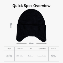 Cotton Kids Ear Flap Knit Beanie Hat