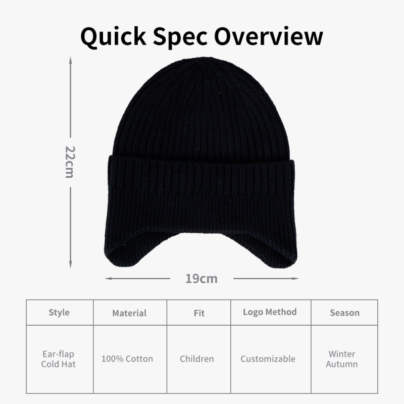 Cotton Kids Ear Flap Knit Beanie Hat