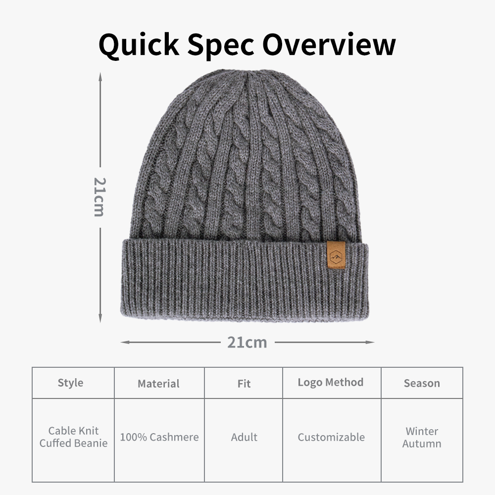 Luxury Cashmere Cable Knit Beanie