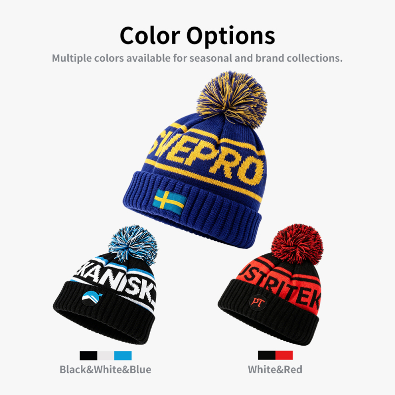 Jacquard Pom Cuff Beanie