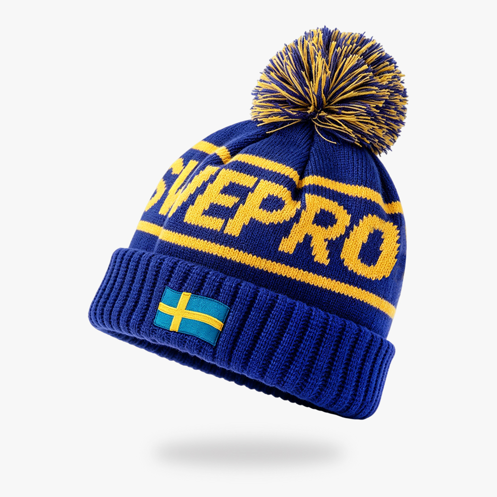 Jacquard Pom Cuff Beanie