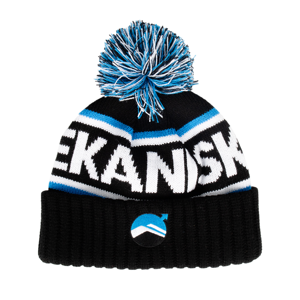 Jacquard Pom Cuff Beanie
