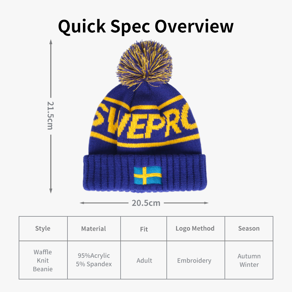 Jacquard Pom Cuff Beanie