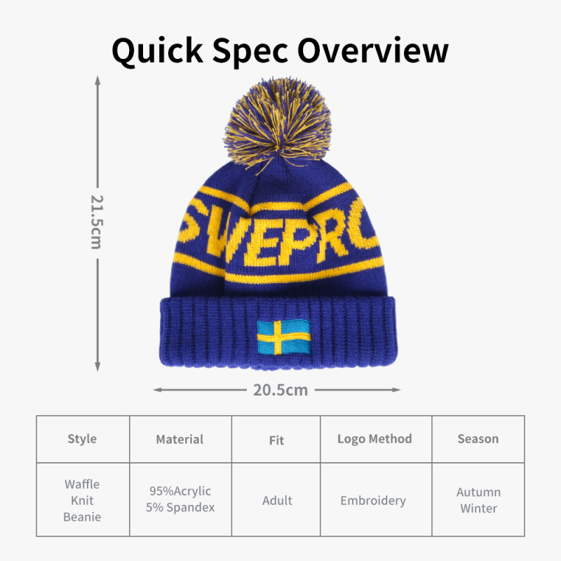 Jacquard Pom Cuff Beanie