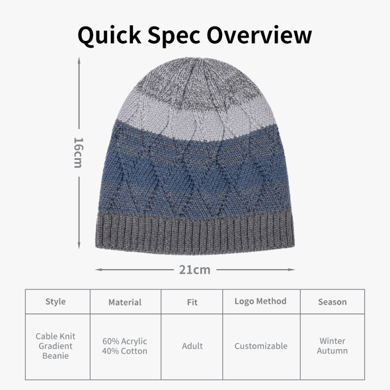 Gradient Cable Skull Beanie