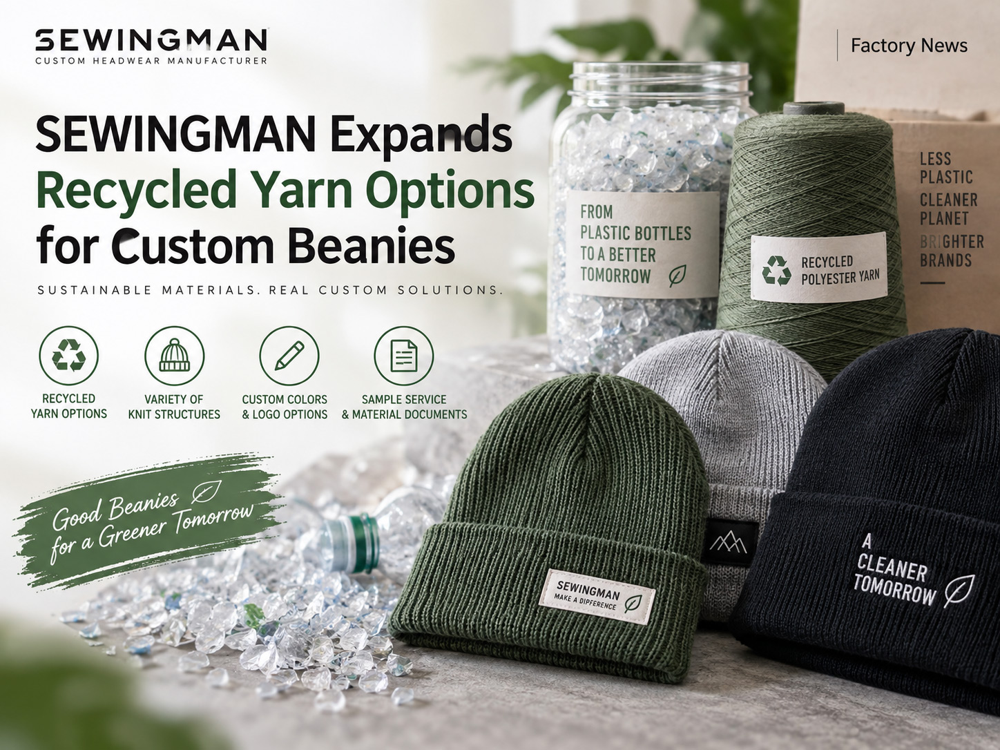 SEWINGMAN Expands Recycled Yarn Options for Custom Beanies