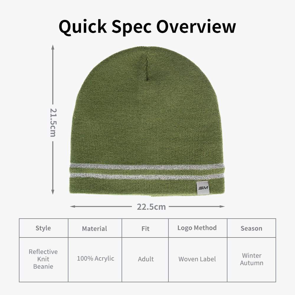 Reflective Stripe Hiking Beanie