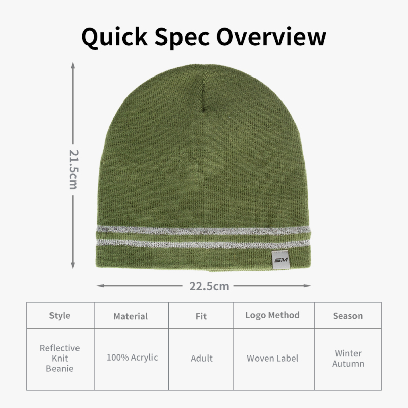 Reflective Stripe Hiking Beanie