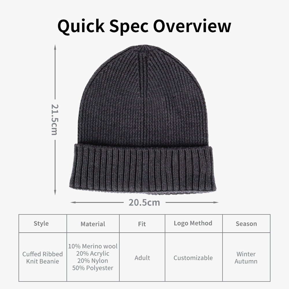 Merino Blend Ribbed Winter Beanie