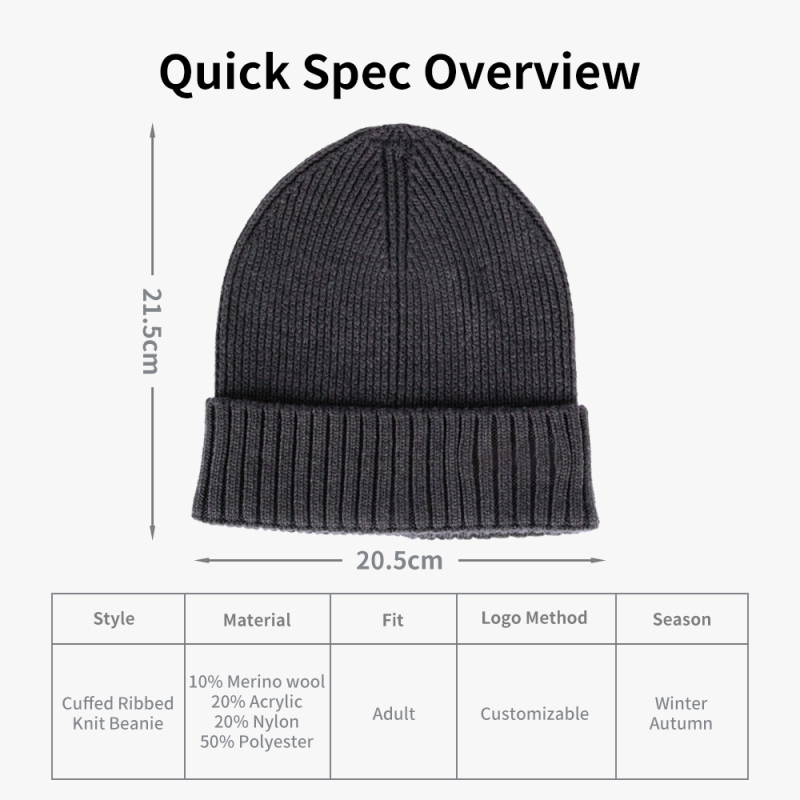 Merino Blend Ribbed Winter Beanie