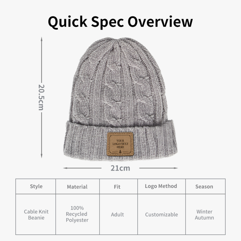 Cable Recycled Polyester Beanie