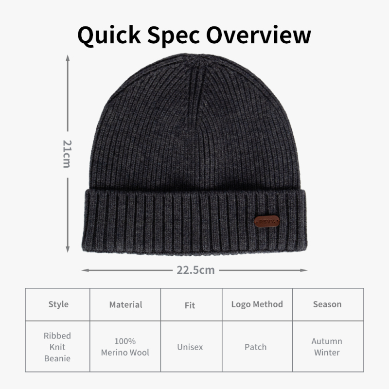Pure 100% Merino Rib Beanie