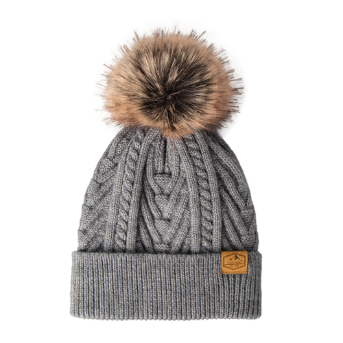 Chunky Cable Fleece Pom Beanie